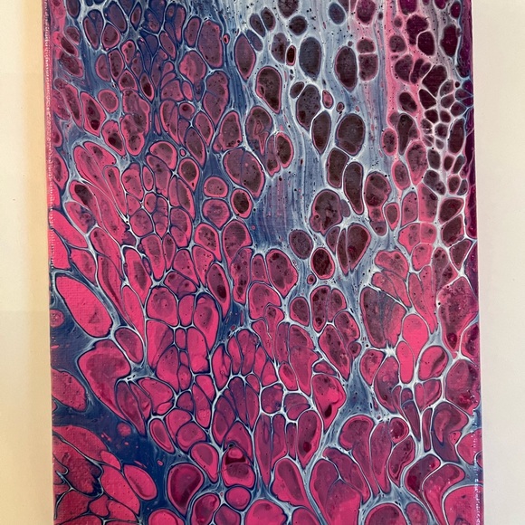 Blue/Pink Abstract Acrylic Painting - Picture 2 of 2